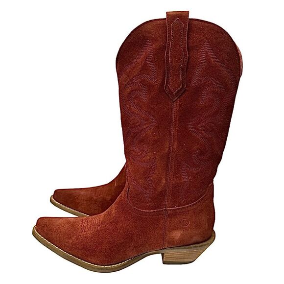 Dingo Ladies Out West Tall Western Boots Cranberry Leather Embroidered 9.5 - Picture 8 of 10
